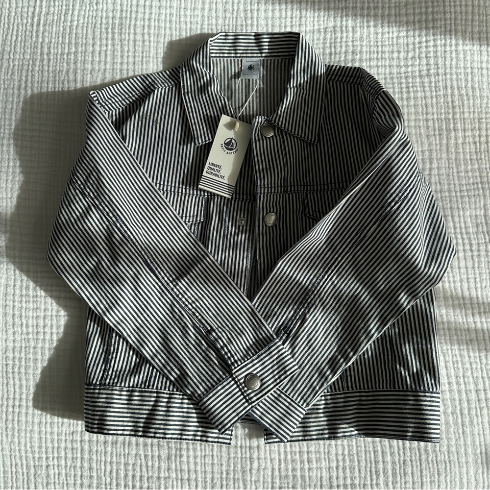 Petit Bateau striped denim jacket NWT